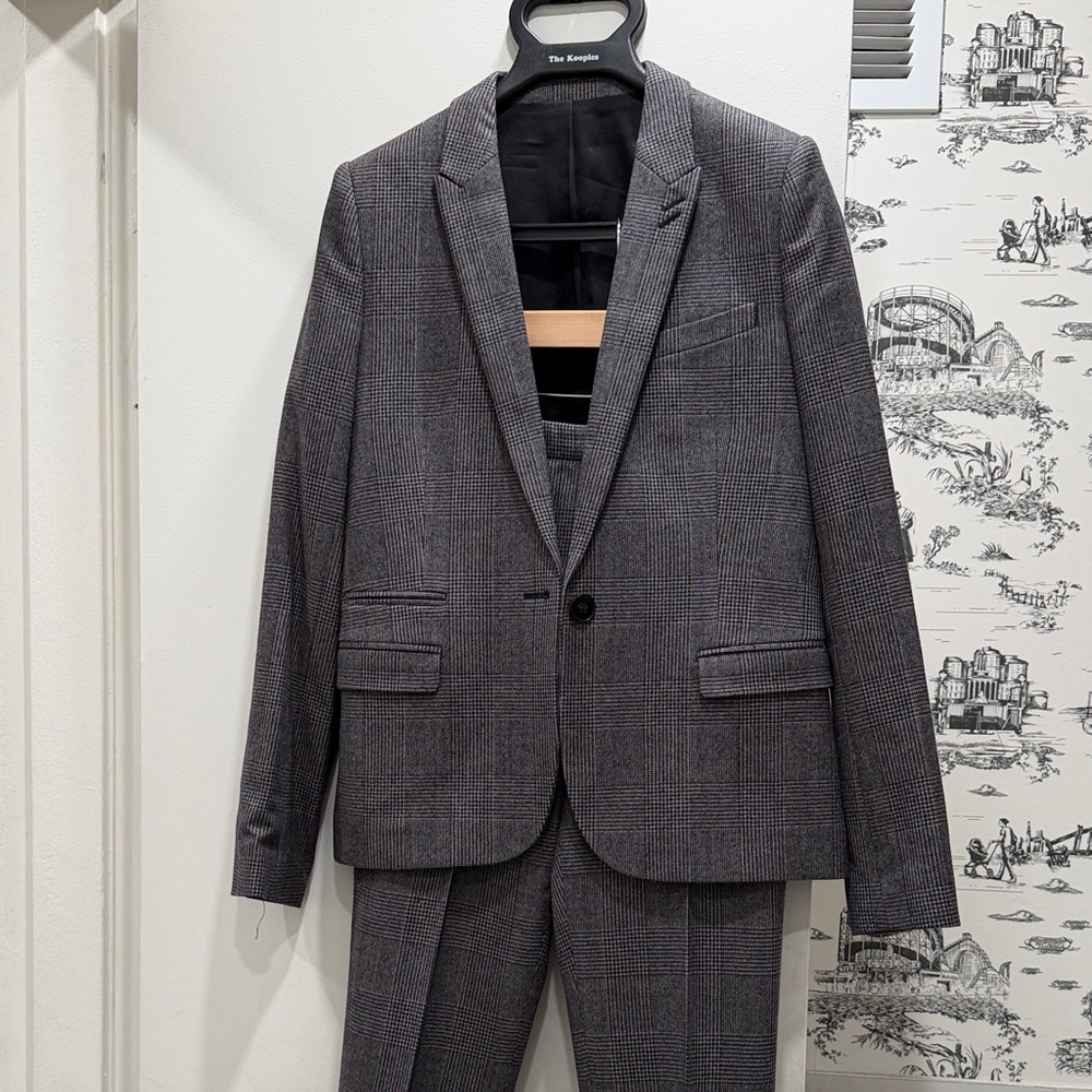 Classic Grey Check Blazer and Trousers Suit